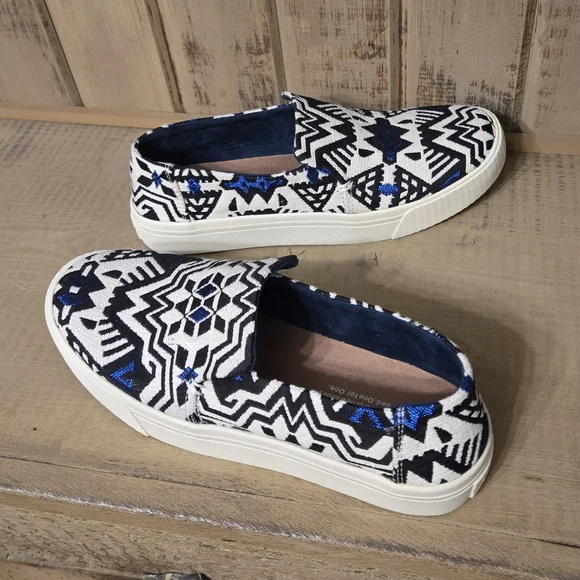Toms Embroidered Slip On Sunset Stellar Blue Jacquard Womens Shoes Size 6.5 - Picture 6 of 10